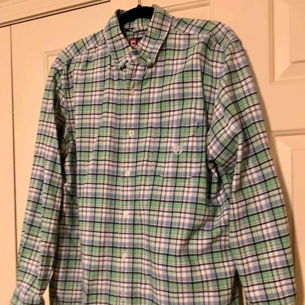 Green, long sleeve buttons down. Chaps brand L/G